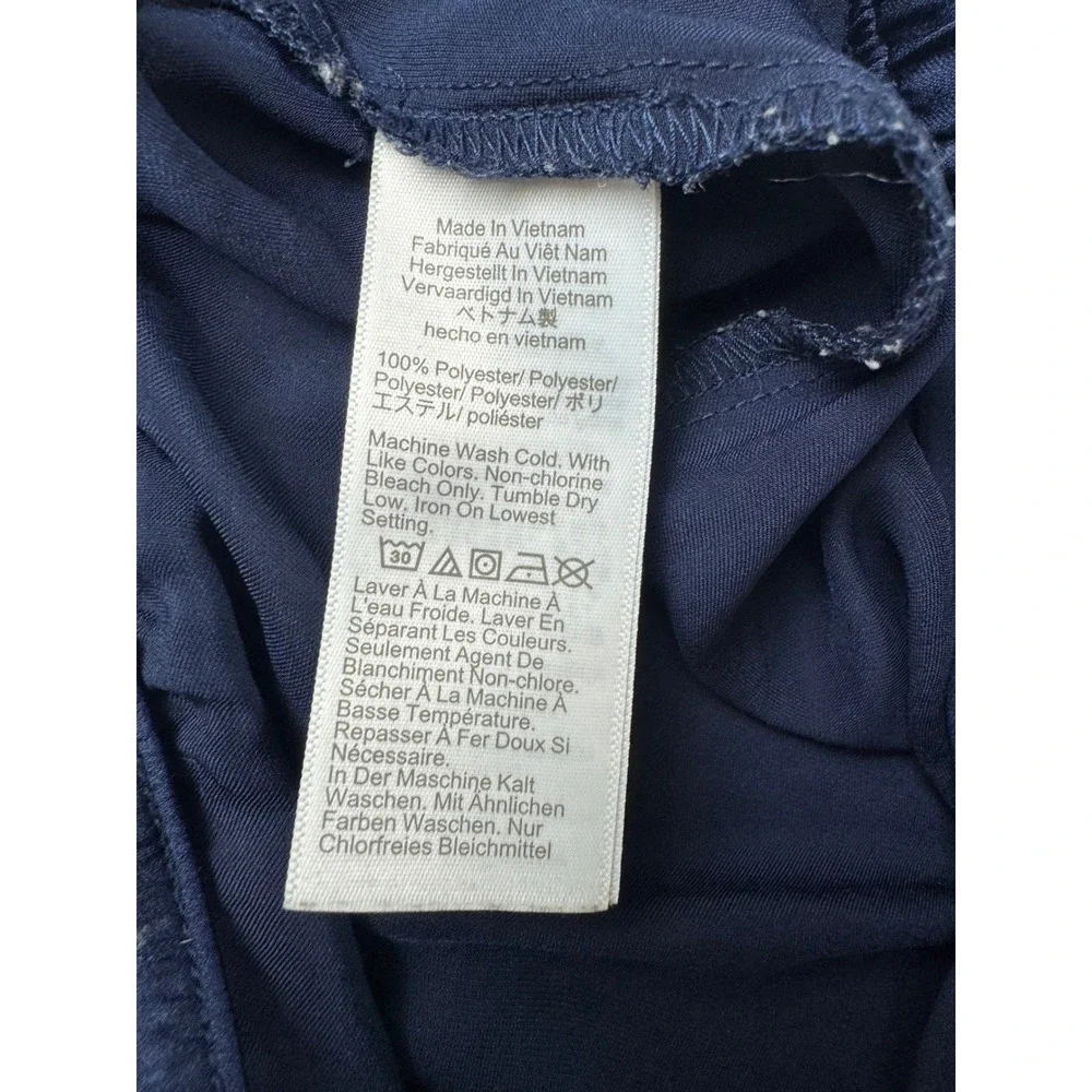 J Crew Navy Blue Satin Pajama Lounge Pants Wide Leg Size S - Picture 4 of 11